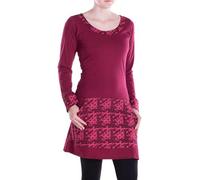 Vishes - Alternative Bekleidung - Langarmshirt-Kleid Leicht Kurze Damen Kleider Langarm Tunika Retro dunkelrot 38