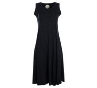 Vishes - Alternative Bekleidung - Lange Damen Kleider Sommerkleid Lang Einfarbig ärmellos Patchwork schwarz 42