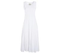 Vishes - Alternative Bekleidung - Lange Damen Kleider Sommerkleid Lang Einfarbig ärmellos Patchwork weiß 36