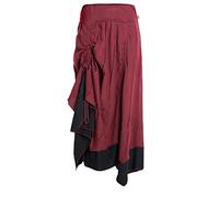 Vishes - Alternative Bekleidung - Langer Damen Rock Lang Längenverstellbar zum Hochschieben Raffen dunkelrot 32-34