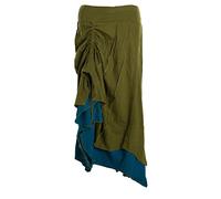 Vishes - Alternative Bekleidung - Langer Damen Rock Lang Längenverstellbar zum Hochschieben Raffen Olive 40
