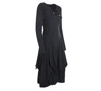 Vishes - Alternative Bekleidung- Langes Langarm Damen Kleid Ballonkleid Bio-Baumwolle Einfarbig mit Schnürung V-Ausschnitt