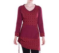 Vishes - Alternative Bekleidung - Leichtes Langarmshirt-Kleid Kurze Damen Kleider Langarm Tunika dunkelrot XL