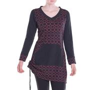 Vishes - Alternative Bekleidung - Leichtes Langarmshirt-Kleid Kurze Damen Kleider Langarm Tunika schwarz 2XL