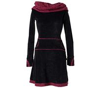 Vishes - Alternative Bekleidung - Samtkleid mit Kapuzenkragen schwarz-rot 34/36