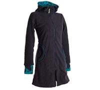 Vishes - Alternative Bekleidung - Warmer Elfen Kurzmantel mit Zipfelkapuze schwarz-türkis 40