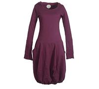 Vishes - Alternative Bekleidung - Warmes Damen Langarm Winterkleid Ballonkleid Baumwoll-Kleid Zipfelkapuze dunkelrot 34