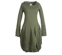 Vishes - Alternative Bekleidung - Warmes Damen Langarm Winterkleid Ballonkleid Baumwoll-Kleid Zipfelkapuze Olive 36-38