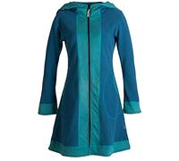 Vishes- Alternative Bekleidung - Weicher Eco Fleecemantel für den Übergang mit großen abgesetztenTaschen türkis 46