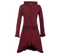 Vishes - Alternative Bekleidung - Weicher Warmer Damen Elfen Fleecemantel mit Kapuze und Rüschen dunkelrot 34