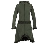 Vishes - Alternative Bekleidung - Weicher Warmer Damen Elfen Fleecemantel mit Kapuze und Rüschen Olive 38