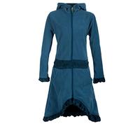 Vishes - Alternative Bekleidung - Weicher Warmer Damen Elfen Fleecemantel mit Kapuze und Rüschen türkis 40