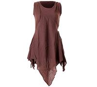 Vishes - Alternative Bekleidung - Zipfeliges Lagenlook Shirt Tunika aus handgewebter Baumwolle - im Used-Look braun 32