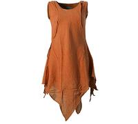 Vishes - Alternative Bekleidung - Zipfeliges Lagenlook Shirt Tunika aus handgewebter Baumwolle - im Used-Look orange 34