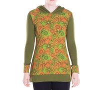 Vishes bedruckter Hoodie Pullover Tunika mit Kapuze und Taschen - Alternative Bekleidung Olive 38