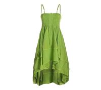 Vishes Damen 2in1 Sommerkleid-Rock | Hellgrün | Flexibel als Spaghettiträger-Kleid oder Rock tragbar | 100% Baumwolle I Ideal für Frühjahr & Sommer I Nachhaltige Alternative Bekleidung