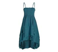 Vishes Damen 2in1 Sommerkleid-Rock | Türkis | Flexibel als Spaghettiträger-Kleid oder Rock tragbar | 100% Baumwolle I Ideal für Frühjahr & Sommer I Nachhaltige Alternative Bekleidung