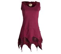 Vishes Damen Elfentunika im Lagenlook mit Zipfeln I Größe 36 I Handgefertigte Tunika aus 100% Baumwolle I Bequem & modisch für Alltag & Freizeit I Nachhaltige Alternative Bekleidung I dunkelrot