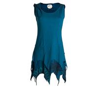 Vishes Damen Elfentunika im Lagenlook mit Zipfeln I Größe 46 I Handgefertigte Tunika aus 100% Baumwolle I Bequem & modisch für Alltag & Freizeit I Nachhaltige Alternative Bekleidung I Türkis