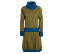 Vishes Damen Kleid Langarm A-Linie mit Kragen, zweifarbig, bequemes Freizeitkleid - Alternative Bekleidung