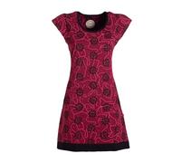 Vishes Damen Kurzarm Kleid in Dunkelrot I Größe XL (42) I Handgefertigt aus 100% Baumwolle I Stylisches Sommerkleid für Freizeit & Alltag I Nachhaltige Alternative Bekleidung