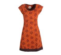 Vishes Damen Kurzarm Kleid in Orange I Größe 4XL (48) I Handgefertigt aus 100% Baumwolle I Stylisches Sommerkleid für Freizeit & Alltag I Nachhaltige Alternative Bekleidung