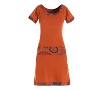 Vishes Damen Kurzarm Kleid in Orange I Größe L (38) I Handgefertigt aus 100% Baumwolle I Stylisches Sommerkleid für Freizeit & Alltag I Nachhaltige Alternative Bekleidung