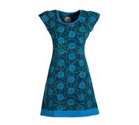 Vishes Damen Kurzarm Kleid in Türkis I Größe 3XL (46) I Handgefertigt aus 100% Baumwolle I Stylisches Sommerkleid für Freizeit & Alltag I Nachhaltige Alternative Bekleidung