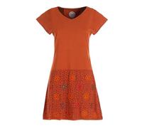 Vishes Damen Kurzarm Kleid mit Blümchen in Orange I Größe XS (34-36) I Handgefertigt aus 100% Baumwolle I Stylisches Sommerkleid für Freizeit & Alltag I Nachhaltige Alternative Bekleidung