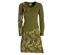 Vishes Damen Langarm Kleid I Größe 40 I Handgefertigt aus 100% Baumwolle I Stylisches Mini-Kleid für Freizeit & Alltag zu jeder Jahreszeit I Nachhaltige Alternative Bekleidung I Olive