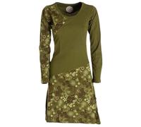 Vishes Damen Langarm Kleid I Größe 48 I Handgefertigt aus 100% Baumwolle I Stylisches Mini-Kleid für Freizeit & Alltag zu jeder Jahreszeit I Nachhaltige Alternative Bekleidung I Olive
