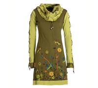 Vishes Damen Langarmshirt-Kleid mit Schalkragen in Olive I Größe XL (44) I Handgefertigt aus 100% Baumwolle I Ideal für Jede Jahreszeit I Nachhaltige Alternative Bekleidung
