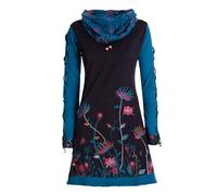 Vishes Damen Langarmshirt-Kleid mit Schalkragen in Schwarz I Größe XL (44) I Handgefertigt aus 100% Baumwolle I Ideal für Jede Jahreszeit I Nachhaltige Alternative Bekleidung