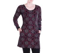 Vishes Damen leichtes Langarmshirt-Kleid in Schwarz | Größe XL (42) | Handgefertigt aus 100% Baumwolle | Ideal für Frühling, Sommer & Herbst | Nachhaltige Alternative Bekleidung