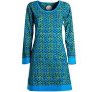 Vishes Damen leichtes Langarmshirt-Kleid in Türkis | Größe S (36) | Handgefertigt aus 100% Baumwolle | Ideal für Frühling, Sommer & Herbst | Nachhaltige Alternative Bekleidung