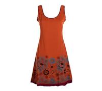 Vishes Damen Longshirt-Kleid mit Blümchen in Dunkelorange I Größe M (38) I 100% Baumwolle I Stylisches Sommerkleid für Freizeit & Alltag I Nachhaltige Alternative Bekleidung