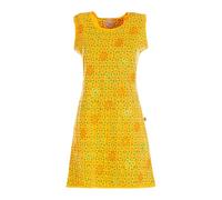 Vishes Damen Longshirt-Kleid mit Blümchen in Gelb I Größe 2XL (44) I Handgefertigt aus 100% Baumwolle I Stylisches Sommerkleid für Freizeit & Alltag I Nachhaltige Alternative Bekleidung