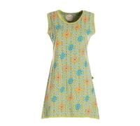 Vishes Damen Longshirt-Kleid mit Blümchen in Hellgrün I Größe L (40) I Handgefertigt aus 100% Baumwolle I Stylisches Sommerkleid für Freizeit & Alltag I Nachhaltige Alternative Bekleidung