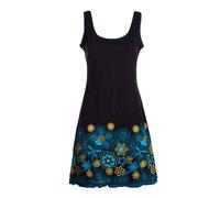 Vishes Damen Longshirt-Kleid mit Blümchen in Schwarz I Größe S (36-38) I Handgefertigt aus 100% Baumwolle I Stylisches Sommerkleid für Freizeit & Alltag I Nachhaltige Alternative Bekleidung