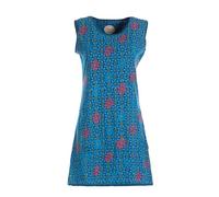 Vishes Damen Longshirt-Kleid mit Blümchen in Türkis I Größe L (40) I Handgefertigt aus 100% Baumwolle I Stylisches Sommerkleid für Freizeit & Alltag I Nachhaltige Alternative Bekleidung