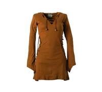 Vishes Elfenkleid mit Zipfelkapuze & Schnürbändern in Dunkelorange | Größe S (40) | Handgefertigt aus 100% Baumwolle | Ideal für Herbst & Frühjahr | Nachhaltige Alternative Bekleidung