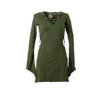 Vishes Elfenkleid mit Zipfelkapuze & Schnürbändern in Olive | Größe XL (46) | Handgefertigt aus 100% Baumwolle | Ideal für Herbst & Frühjahr | Nachhaltige Alternative Bekleidung