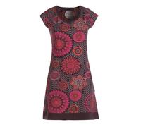 Vishes kurzärmliges Damen-Kleid in braun I Größe XL (42) I Handgefertigt aus 100% Baumwolle I Kleid mit Mandalas I Ideal für Sommer I Nachhaltige Alternative Bekleidung