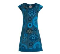 Vishes - Kurzarm Damen Sommer-Kleid Longshirt Tunika Mini Türkis 46