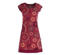 Vishes - Kurzarm Damen Sommerkleid Longshirtkleid Minikleid Tunikakleid Dunkelrot 40