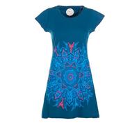 Vishes Kurzarm Tunika Minikleid Damen Besticktes Mandala Baumwolle - Alternative Mode türkis 42