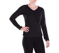 Vishes Langarmshirt Damen Gerafft V-Ausschnitt Baumwoll-Jersey - Alternative Mode schwarz 44-46