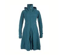 Vishes Langer Fleecemantel mit Kapuze & Stehkragen in Türkis | Größe M (40) | Handgefertigt aus 100% Polyester | Ideal für Herbst & Winter | Nachhaltige Alternative Bekleidung