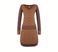 Vishes Leichtes Jerseykleid Langarm mit Punkten in Braun | Größe M (38-40) | Handgefertigt aus 100% Baumwolle | Ideal für Herbst & Frühjahr | Nachhaltige Alternative Bekleidung