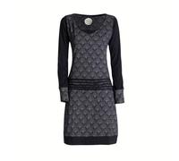 Vishes Leichtes Jerseykleid Langarm mit Punkten in Schwarz-Grau | Größe S (36) | Handgefertigt aus 100% Baumwolle | Ideal für Herbst & Frühjahr | Nachhaltige Alternative Bekleidung